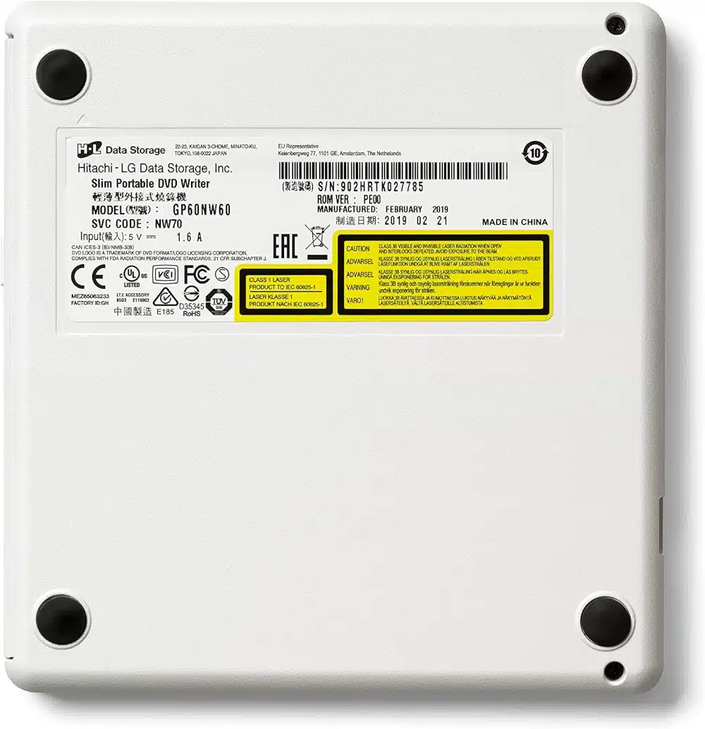 צורב חיצוני Hitachi-LG GP60 Slim Portable DVDRW USB 2.0 WHITE 4 צורב חיצוני Hitachi-LG GP60 Slim Portable DVDRW USB 2.0 WHITE – תמונה 4
