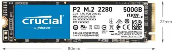 nvme p2 3 דיסק Crucial CT500P2SSD8 SSD 500GB P2 M2 NVMe PCIe