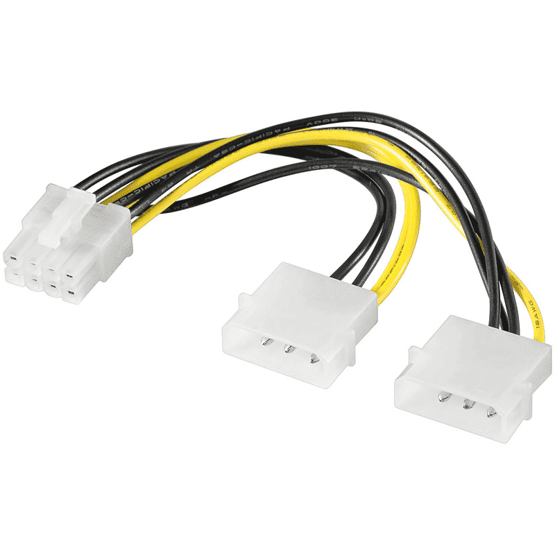 כבל מתח לכרטיס מסך 2xMOLEX to 8pin 1 כבל מתח לכרטיס מסך 2xMOLEX to 8pin