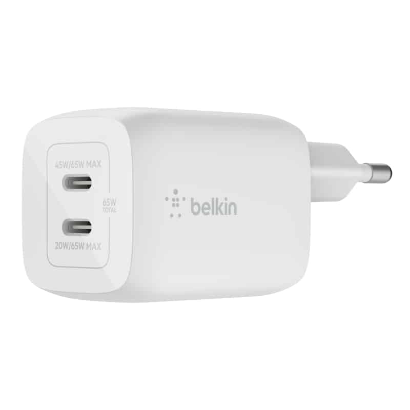 מטען קיר כפול עם כבל USB-C ל-USB-C PD GaN 68W - WCH013vf2MWH 3 מטען קיר כפול עם כבל USB-C ל-USB-C PD GaN 68W - WCH013vf2MWH – תמונה 3