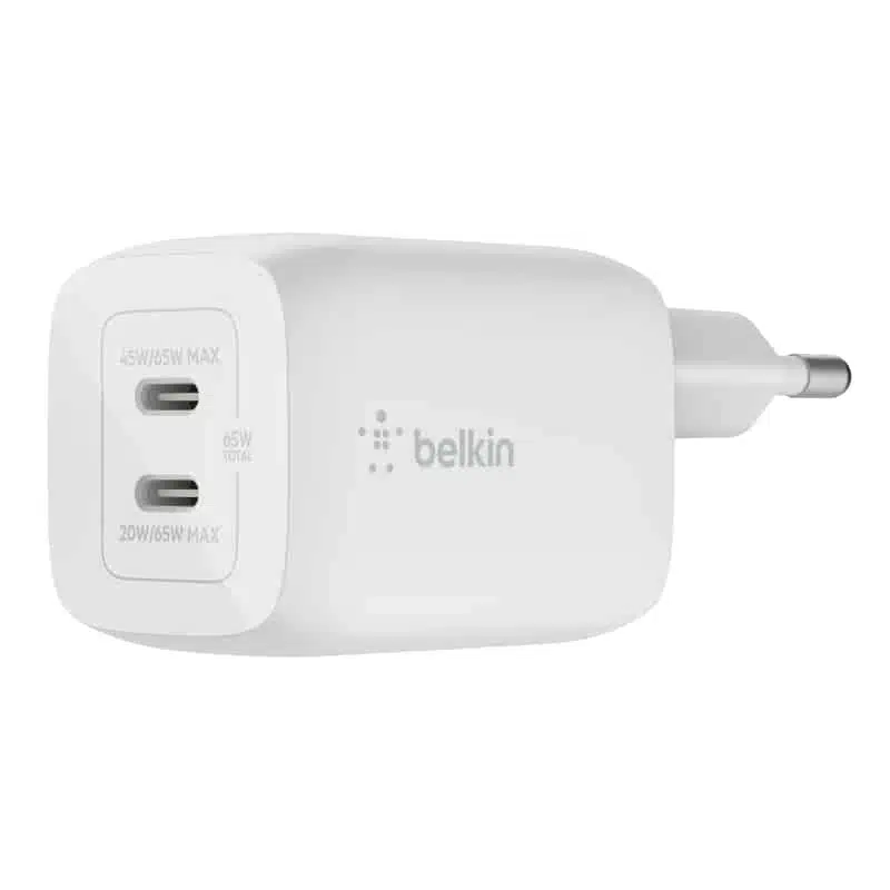 מטען קיר כפול עם כבל USB-C ל-USB-C PD GaN 68W - WCH013vf2MWH 3 מטען קיר כפול עם כבל USB-C ל-USB-C PD GaN 68W - WCH013vf2MWH – תמונה 3