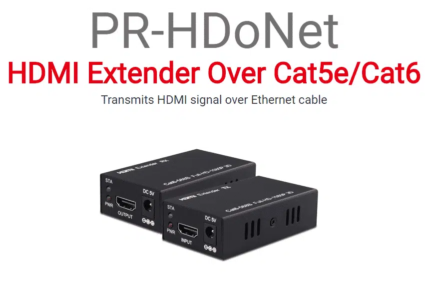 מעביר HDMI על גבי Cat5e או cat6 PR-HDoNet IR EU 1 מעביר HDMI על גבי Cat5e או cat6 PR-HDoNet IR EU