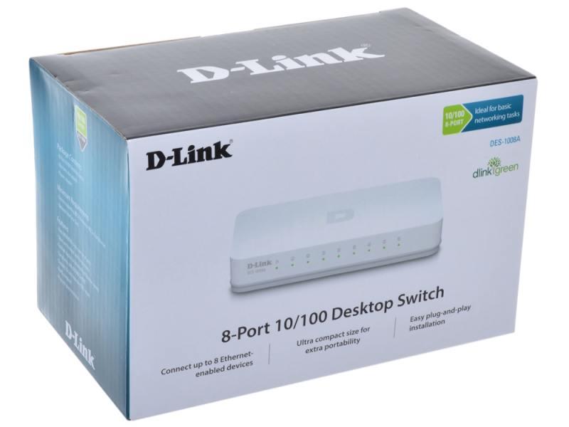 סוויץ' 10/100 D-LINK DES-1008C/A1A 8 Port SOHO Switch 1 סוויץ' 10/100 D-LINK DES-1008C/A1A 8 Port SOHO Switch