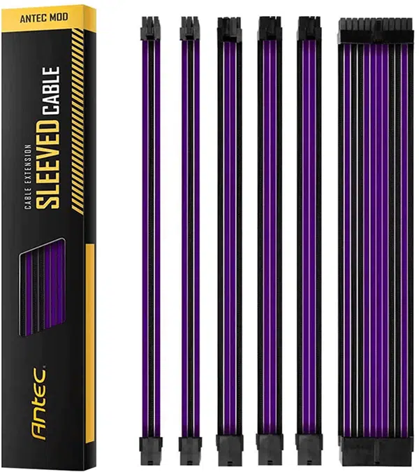 sleeved extension cable kit purple black pdt03 כבלים מאריכים Antec Sleeved extension Cable Kit Purple/Black