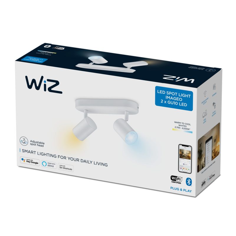 גוף תאורה כפול חכם עם ראש ספוט מתכוונן - Spots 2x5W 27-65K 4 גוף תאורה כפול חכם עם ראש ספוט מתכוונן