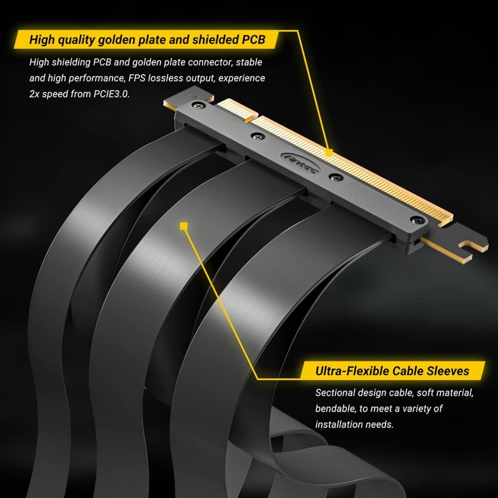 כבל לכרטיס מסך Antec PCIE 4.0 Riser Cable Black 3 כבל לכרטיס מסך Antec PCIE 4.0 Riser Cable Black