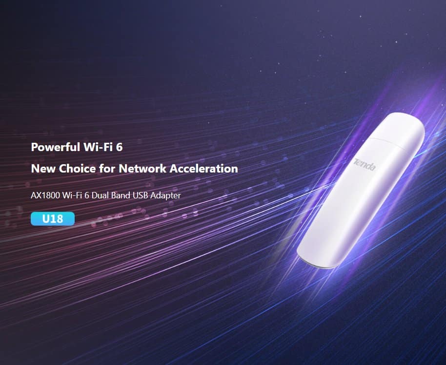 כרטיס רשת Tenda U18 AX1800 Wi-Fi 6 Dual Band USB ADAPTER 2 כרטיס רשת Tenda U18 AX1800 Wi-Fi 6 Dual Band USB ADAPTER