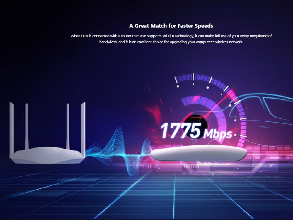 כרטיס רשת Tenda U18 AX1800 Wi-Fi 6 Dual Band USB ADAPTER 3 כרטיס רשת Tenda U18 AX1800 Wi-Fi 6 Dual Band USB ADAPTER