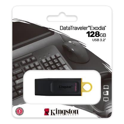 ז.נייד Kingston DataTraveler Exodia128GB USB3.2 gen1 BLK/Yellow 1 ז.נייד Kingston DataTraveler Exodia128GB USB3.2 gen1 BLK/Yellow