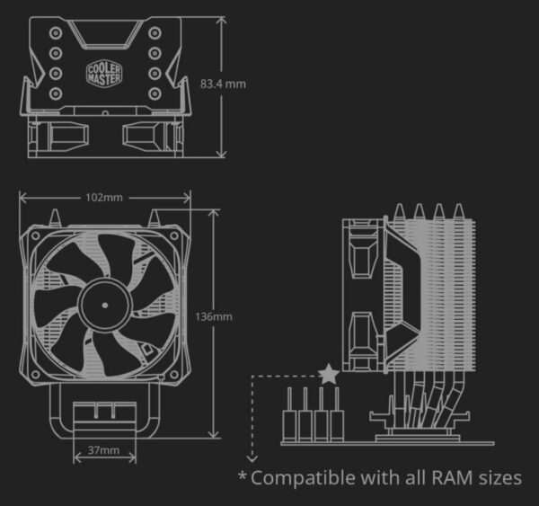 קירור אוויר למעבד AMD & Cooler Master Hyper H410R RGB Intel