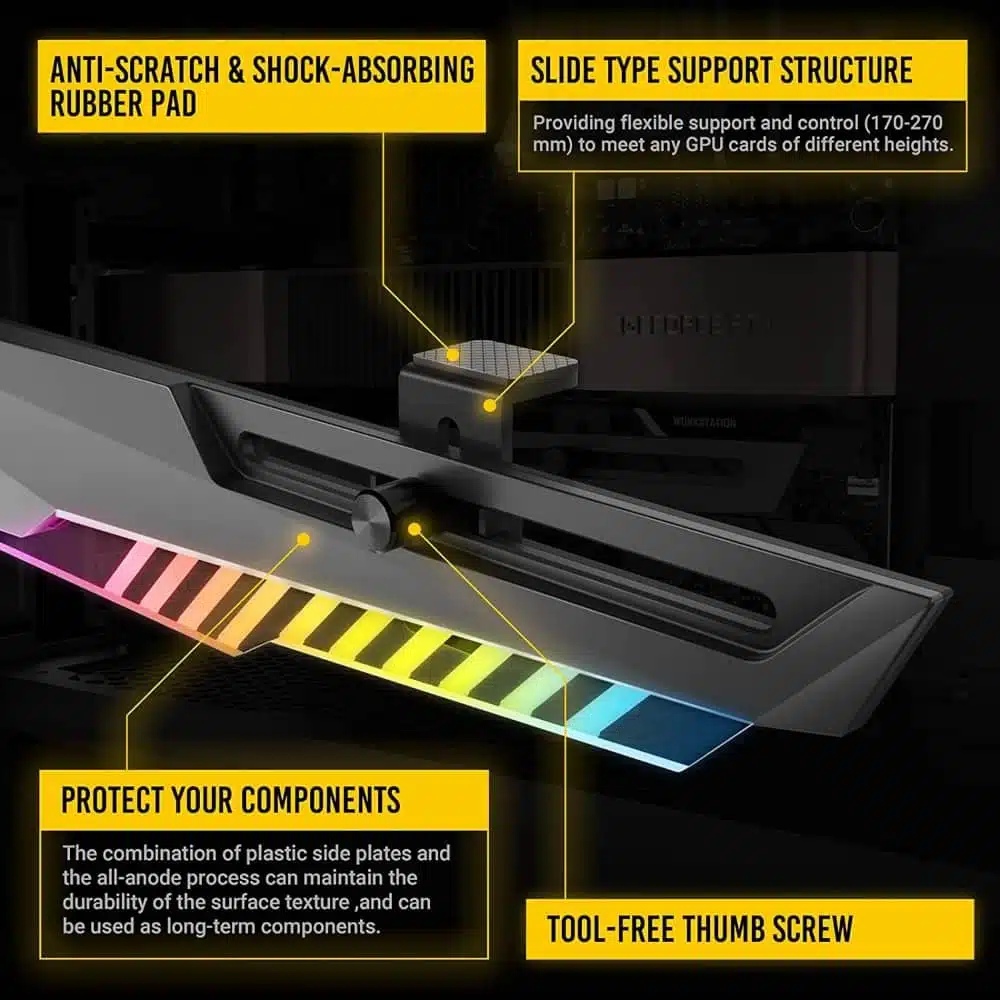 תומך לכרטיס מסך ANTEC GPU Holder Dagger Black RGB 2 תומך לכרטיס מסך ANTEC GPU Holder Dagger Black RGB