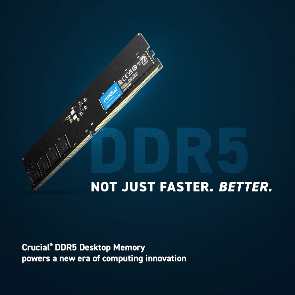 זכרון לנייח Crucial DDR5 16GB 4800MHZ CL40 1.1V 2 זכרון לנייח Crucial DDR5 16GB 4800MHZ CL40 1.1V