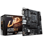 לוח אם למעבדי gigabyte a520m h 12 am4 amd ryzen 4 מחשב גיימינג Ryzen 5 5500, RX 6400, 16GB, NVMe 500GB, Windows 11