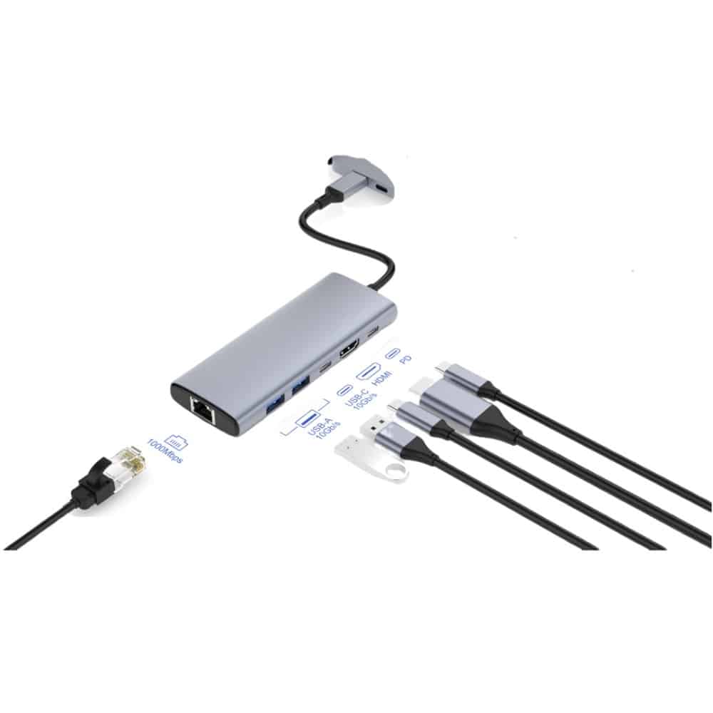 תחנת עגינה Solid HB401 6 in 1 4K Gen2 Hub PD3.0 RJ45 USB-A/C HDMI 1 תחנת עגינה Solid HB401 6 in 1 4K Gen2 Hub PD3.0 RJ45 USB-A/C HDMI