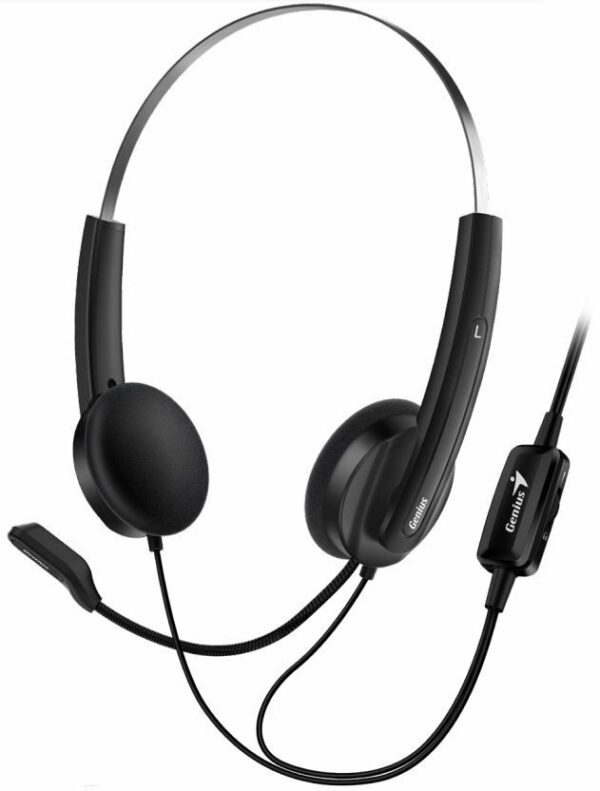 imgsticode 1 אוזניות ומיקרופון Volume Control Genius HS-220U BLK USB