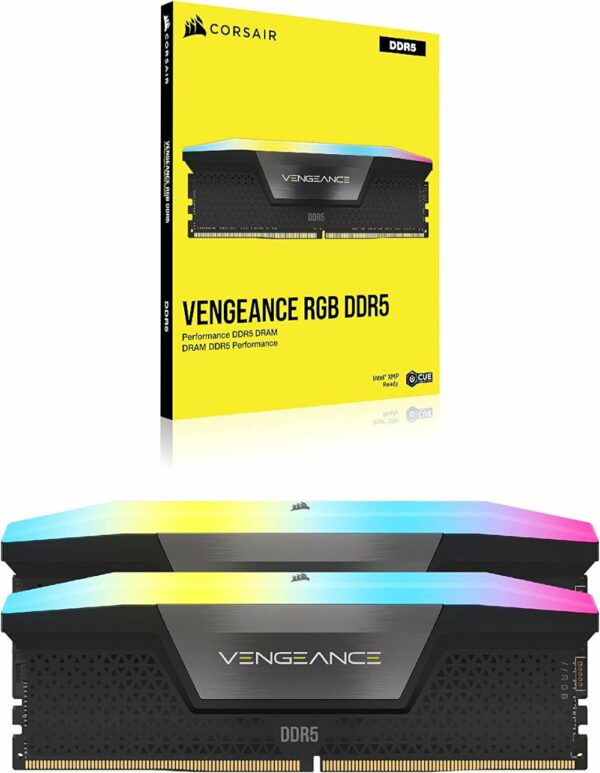 vengeanve ddr5 black RGB7 ז. לנייח Corsair VENGEANCE RGB 64GB 2x32 DDR5 5600MHz C40 XMP3.0