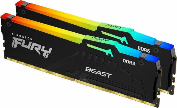 ddr5 FURY Beast RGB dual15 זכרון לנייח Kingston Fury Beast RGB 32GB 2C16 DDR5 5600MHZ C40