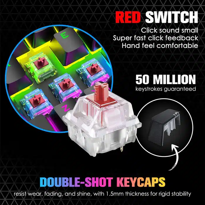 מקלדת גיימינג מכנית לבנה MAGIC-REFINER MK26 (Red Switch) 2 מקלדת גיימינג מכנית לבנה MAGIC-REFINER MK26
