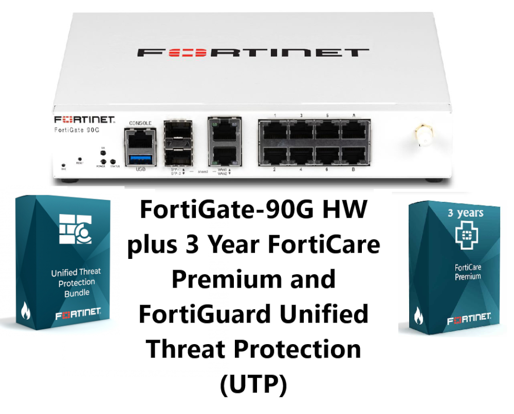 באנדל מכשיר ושירות Fortigate-90G Plus 3Y FortiCare Prem and UTP 1 באנדל מכשיר ושירות Fortigate-90G Plus 3Y FortiCare Prem and UTP
