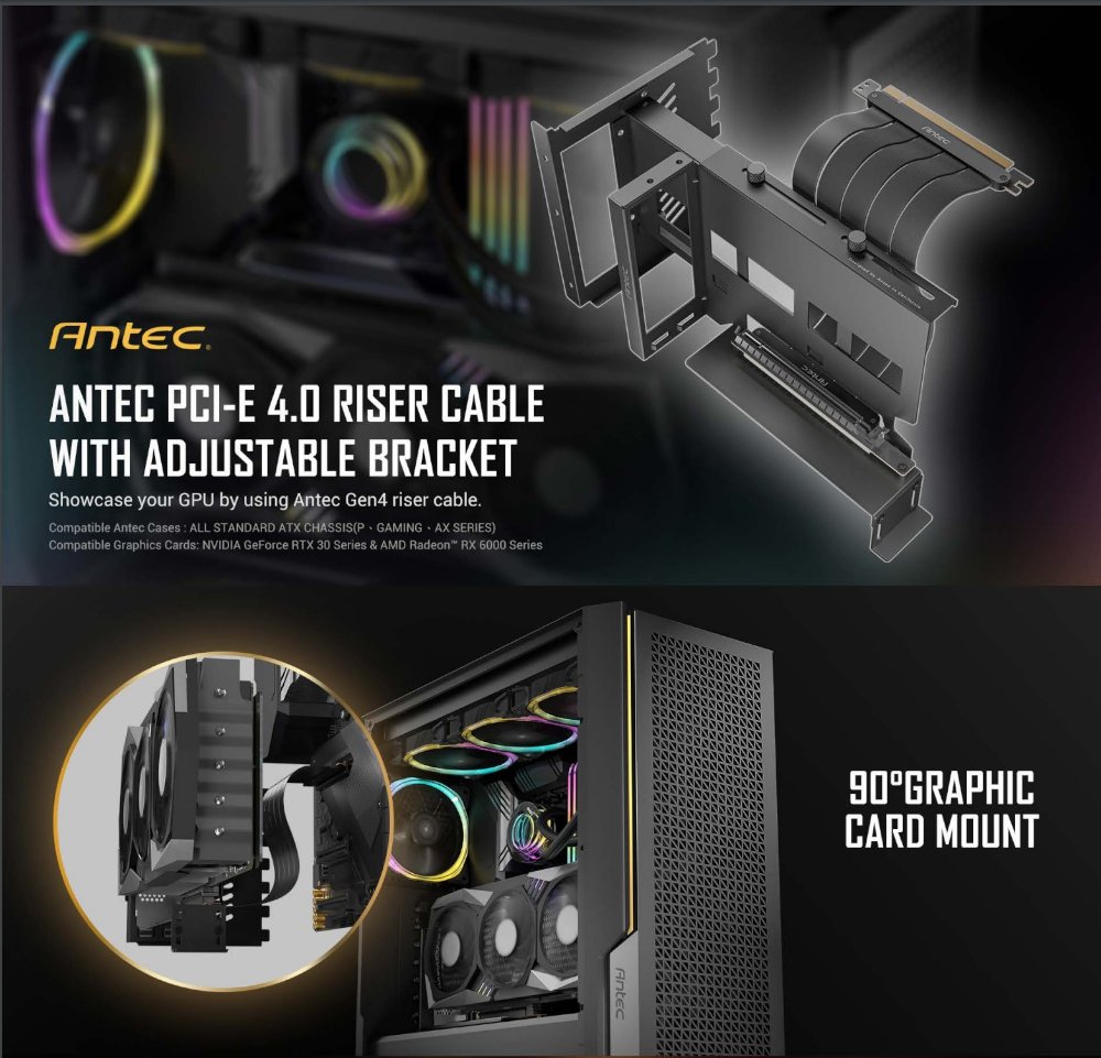כבל ותושבת לכ. מסך Antec PCIE-4.0 Adjustable Vertical Bracket 2 כבל ותושבת לכ. מסך Antec PCIE-4.0 Adjustable Vertical Bracket – תמונה 2