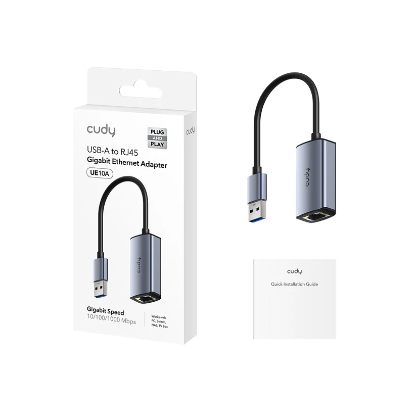 כרטיס רשת CUDY UE10A USB-A 3.0 TO RJ45 UP TO 1GB 1 כרטיס רשת CUDY UE10A USB-A 3.0 TO RJ45 UP TO 1GB