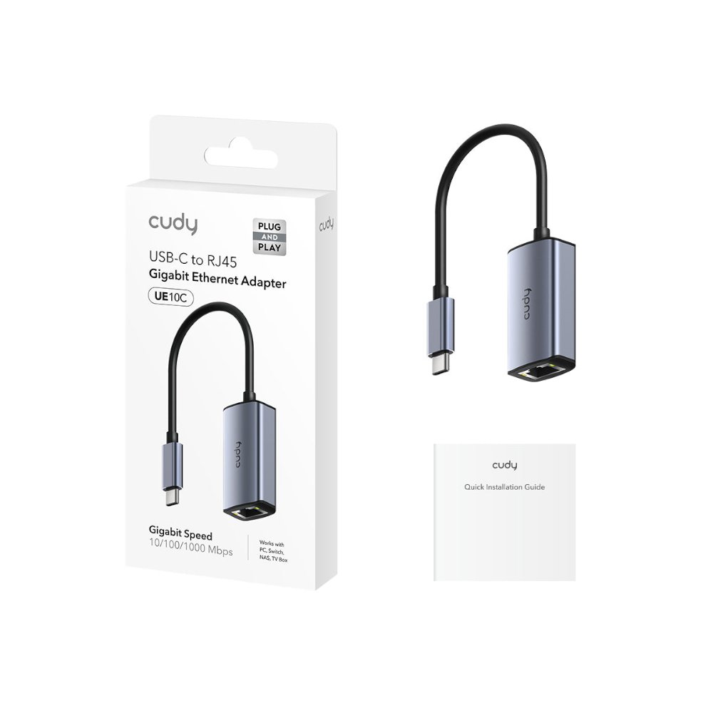 כרטיס רשת CUDY UE10C USB-C TO RJ45 UP TO 1GB 1 כרטיס רשת CUDY UE10C USB-C TO RJ45 UP TO 1GB