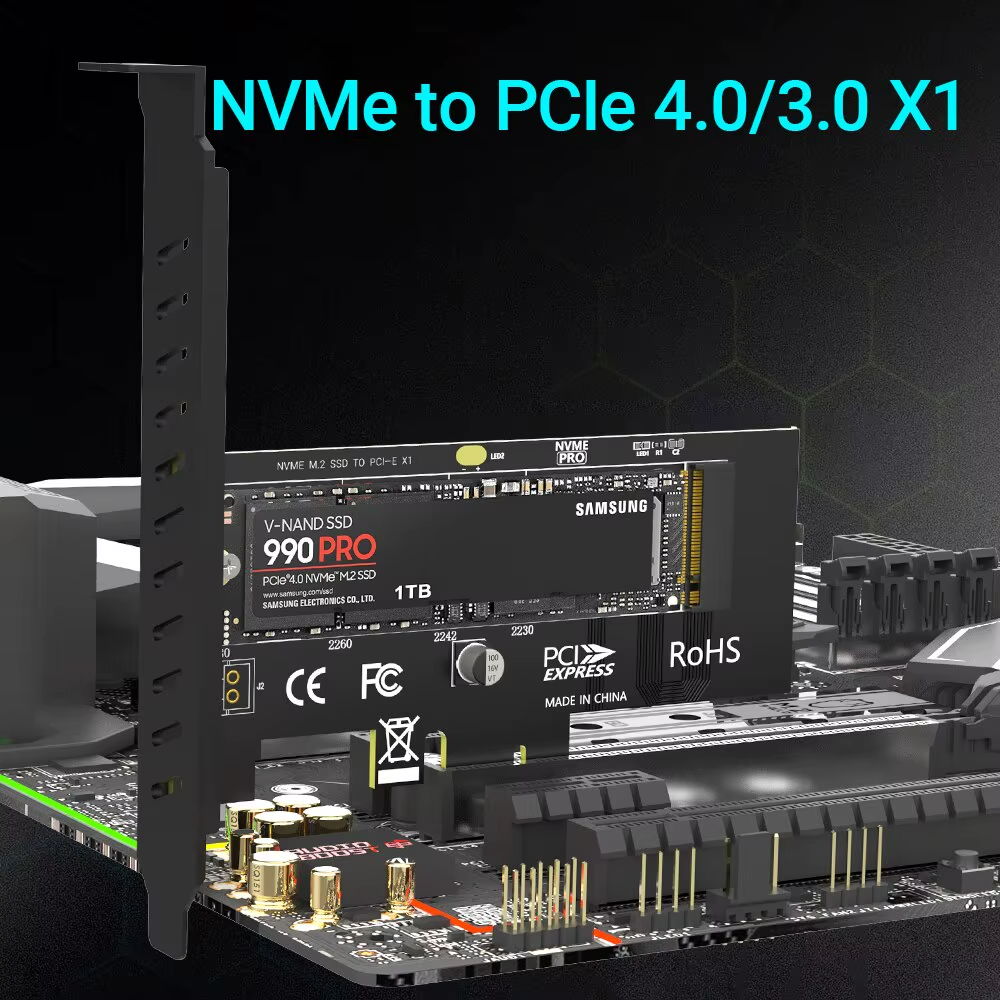 כרטיס הרחבה PCIe x4 to M.2 Adapter Support 2280 M.2 2 כרטיס הרחבה PCIe x4 to M.2 Adapter Support 2280 M.2 – תמונה 2