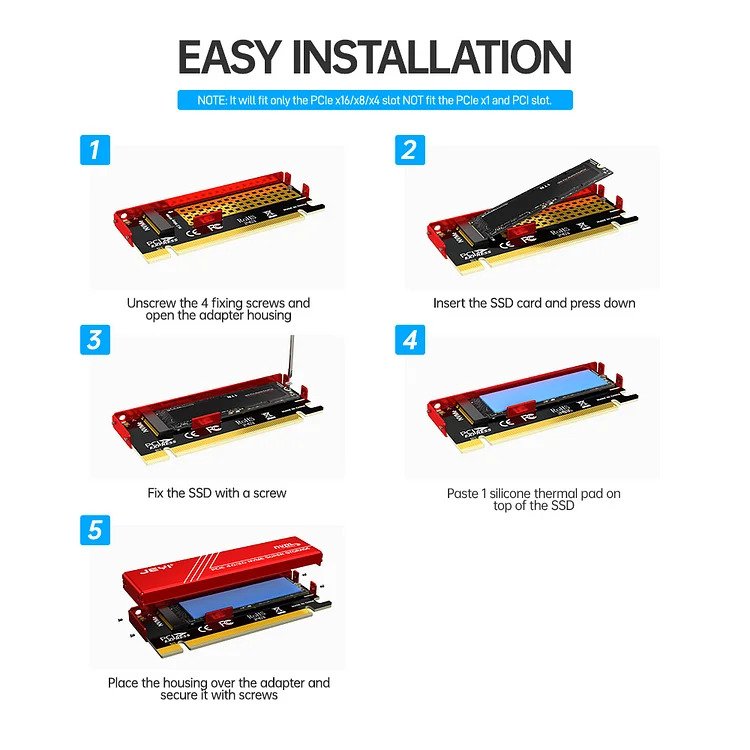 כרטיס הרחבה PCIe x16 to M.2 Adapter w/HS Support 2280 M.2 2 כרטיס הרחבה PCIe x16 to M.2 Adapter w/HS Support 2280 M.2 – תמונה 2