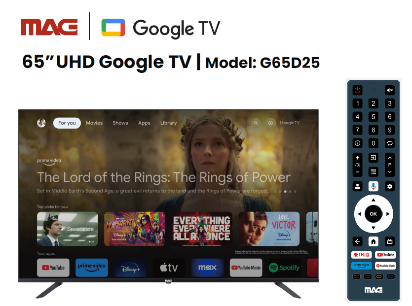 טלוויזיה חכמה MAG GTV65D25 SMART Google OS 4K 3 טלוויזיה חכמה MAG GTV65D25 SMART Google OS 4K – תמונה 3