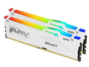 זכרון לנייח לבן Kingston Fury Beast RGB 32GB 2X16 DDR5 6000Mhz C3